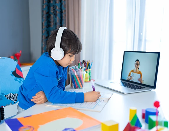 BCBA working with a student in a virtual session